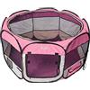 Funhobby Italia Srl Recinto Box per Animali Cani Gatti Cuccioli Pieghevole Portatile Tessuto Impermeabile con Cerniera per Interno o Esterno (Rosa, Rosa)