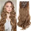 TESS Extension Capelli Clip 43 cm, Extension con Clip Ondulato Marrone Chiaro 18 Clips 8 PCS Extension Clip Capelli 140g Capelli Finti