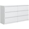 meble masztalerz Cassettiera con 6 cassetti 120 cm, Armadio Camera da Letto, Corridoio, Soggiorno, 120cm, Cassettiera, Mobiletto Multiuso Armadietti Salvaspazio Mobile Cucina (Bianca)