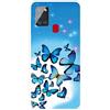 MUTOUREN Cover per Samsung Galaxy A21S Custodia in Silicone TPU Trasparenti Ultra Sottile Antigraffio Antiurto Protettivo Case con Pellicola Proteggi Schermo, Farfalle Blu