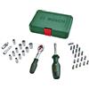 Bosch Set da 34 pezzi di cricchetti/bussole da 1/4(set di bussole versatile, di alta qualità per molteplici progetti di fai-da-te; ergonomiche, impugnatura SoftGrip; portabit magnetico)