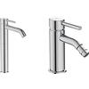 Ideal Standard BC269AA Ceraline Miscelatore lavabo da appoggio, senza asta di comando scarico e piletta, cromato & BC197AA Ceraline Miscelatore bidet, cromato