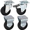 Dörner + Helmer 450220 - Set di 2 rotelle per mobili Classic, 1 rotella con bloccaggio totale, 2 rotelle, portata 60 kg/rotolo, 75 x 24 mm, multicolore
