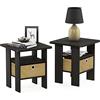 Furinno Andrey tavolino comodino con cassetto portaoggetti, Espresso/Marrone, Set di 2