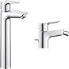 Grohe Start Edge Miscelatore Monocomando per Lavabo a Bacinella Taglia XL, Cromo & Start Edge Miscelatore Monocomando per Bidet, Cromo, Scarico a saltarello 1 1/4