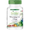 Fairvital | Vitamina K2 200mcg - 4 mesi - VEGAN - alto dosaggio - 120 compresse - menachinone da natto - MK-7
