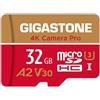 Gigastone Micro SD 32 GB, 4K Camera Pro Serie, A2 U3 UHS-1 V30, Velocità Fino a 90/30 MB/s. (R/W). Specialmente per Fotocamere Videocamera Nintendo Switch, con Adattatore SD