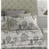 Laura Biagiotti - Completo letto Lenzuola Matrimoniale Maxi in Percalle di Cotone, Lenzuola Matrimoniali Due Piazze Con Sotto e Federe Felci Tortora