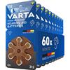 VARTA Batterie per apparecchi acustici tipo 312, 60 pezzi, marrone, pile Power on Demand, confezione economica, per amplificatore acustico, Made in Germany