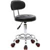 Alightup Sgabello da ufficio, sgabello professionale con rotelle con schienale girevole a 360°, sedia a rotelle, altezza regolabile, per salotto di massaggio