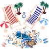 AOKITO Decorazione da Spiaggia in Miniatura - Set di 15 Accessori da Spiaggia per Casa Delle Bambole e Piante - Giocattoli in Miniatura Fai Da Te