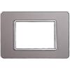 ETTROIT Placca compatibile Vimar Plana 3 moduli vetro colore argento Ettroit EV84306
