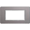 ETTROIT Placca compatibile Vimar Plana 4 moduli vetro colore argento Ettroit EV84406