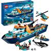 LEGO City Esploratore Artico, Grande Nave Giocattolo Galleggiante con Elicottero, Gommone, Sottomarino, Relitto Barca Vichinga, 7 Minifigure e un'Orca, Regalo per Bambini e Bambine dai 7 Anni 60368