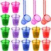 ANZOAT 18 Pz Addio al Nubilato Bicchieri da Shot, 6 Colori Collane di Addio al Nubilato con Catena, Plastica Bicchierini per Addio Team Bride Bicchieri per Addio al Nubil, Matrimonio, Compleanno, Festa