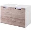 Schildmeyer Rilana 130516 - Mobile base lavabo, finitura bianco lucido - rovere Sanremo, 46,5 x 65 x 35 cm