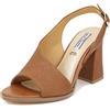 QUEEN HELENA Sandali con Tacco Medio con Cinturino Casual Donna ZM9023 (ZM9024 Cuoio, numeric_38)