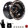 Yomega Dash Yoyo - Pro Yoyo in alluminio con cuscinetto a sfera di dimensioni C per trucchi avanzati + 5 corde extra + guanto + borsa + matrice (nero oro)