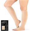 VARCOH Calze Compressione Graduata Donna, Ampi Calzini a Compressione Plus Size (S-4XL) Calze a Compressione Uomo 20-30 mmHg Ginocchio Alto Punta Aperta, Meglio per Migliorare le Vene Varicose