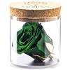 Amoroses Bijou - Rosa Stabilizzata Eterna con calice placcato oro 24K in barattolo di vetro | Idea Regalo (Rosa Verde Foresta)