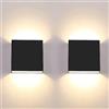 CHEVVY 2 Pezzi Applique LED Interni 7W Bianco Caldo 3000K Applique Quadrate Nero LED Lampada da Parete Interno Applique LED da Parete Interno Classico Applique a LED