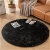 CHOSHOME Tappeto Rotondo 120CM Moderno Antiscivolo in Velluto Nero