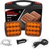 AOHEWEI Spie LED senza fili Ambra, 12 V/24 V Luci lampeggianti posteriori a magnete, Luci stroboscopiche di emergenza ricaricabili per camion
