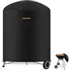 VANSHEIM Copertura Barbecue Impermeabile Copertura per Barbecue Rotondo Copertura Grill Esterno Telo Copribarbeque Protezione UV Tessuto Oxford per Weber Barbecue Ø77x90cm