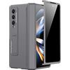 Miimall Custodia per Samsung Galaxy Z Fold 4, [Protezione Dello Schermo in Vetro Temperato Anti-Spia] [Cerniera Magnetica] [Cavalletto], PC Custodia Antiurto Protettiva Case per Galaxy Fold 4, Grigio