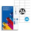 MD Labels MDlabels Etichette universali DIN A4, 70 x 37,10 mm, 2400 etichette - carta opaca - autoadesive - stampabili - bianche - adesivi per codici a barre