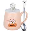 XinHuiGY Tazza da caffè in ceramica, Tazza autunno, halloween Tazza divertente con gatto Kawaii, Set di tazze con coperchi, tazza colazione bambina, festa dei nonni,donne, regalo di Natale, compleanno
