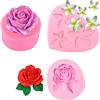 Fayemint 3 Pezzi Stampi in Silicone per Fiore Fatto a Mano, 3D Fondente Stampo a Forma, Riutilizzabile Muffa DIY, per Rose e Paste Dolci Decorazione Torta