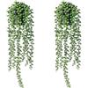 XongSyue Piante Artificiali in Vaso, 2 Pezzi Piante Finte da Interno Cadenti in Vaso, Perle Artificiali Succulente con Vasi, Plastica piante artificiali, Piante Finte Cadenti per Decorazione Interno Esterno