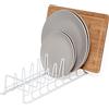 simplywire - Rastrelliera per piatti/teglie/coperchi per padelle - Organizer per credenze da cucina - Acciaio rivestito in plastica bianca- Grande