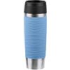 Emsa N20226 Travel Mug Wave - Tazza termica da 0,5 litri, con tappo a vite, in acciaio inox, per 6 ore e 12 ore, 100% ermetica, lavabile in lavastoviglie, apertura a 360°, colore blu pastello