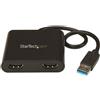 StarTech.com StarTech.com USB 3.0 to Dual HDMI Adapter, 1x 4K 30Hz & 1x 1080p, External Video & Graphics Card, USB Type-A to HDMI Dual Monitor Display Adapter Dongle, Supports Windows Only, Black - USB to Dual HDMI Adapter (USB32HD2) - Cavo adattatore - U
