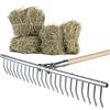 KADAX Largo Rastrello da Giardino con Manico Lungo in Legno e Denti Curvi in Alluminio per la Pulizia del Prato e la Raccolta del Fieno e delle Foglie