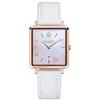 Kistanio Carré Orologio da donna piatto con cinturino in pelle vetro zaffiro rettangolare in acciaio inox data diverse varianti, oro rosa/madreperla/bianco, cinghia