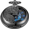 Tiong Orologio da tasca meccanico a carica manuale nera, quadrante nero, numeri romani blu, orologi da tasca per uomo regali, Mpw139-uk, 3…