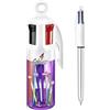 BIC 4 Colori, Penne Multicolore, Set 6 Penne a Sfera a Scatto con Inchiostri Classici e Pastello, Fusti Assortiti, Cancelleria Scuola e Università