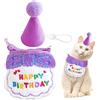 SUBTAVIK Bandana di compleanno del cane, cappello di compleanno del gatto Cappello di compleanno del cane Cappello da festa per cani Bavaglino di buon compleanno per cani Set di bavaglini a bandana (viola)