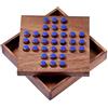LOGOPLAY Solitario - Gioco di Collegamento, Pensiero, Indovinelli, Pazienza e Logica in Legno - Tappi Blu, Scatola Marrone, 111 x 113 x 33 mm (Grande)