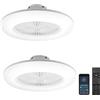 Joparri 2x Ventilatore da Soffitto con Luce e Telecomando, 80W Smart LED Dimmable Ventilatori da Soffitto 3 Light Color Change e 6 Velocità Della Ventola per Camera da Letto Soggiorno