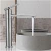 SHANFO Rubinetto per lavabo girevole a 360°,Alto Miscelatore Monocomando per Lavabo,Fredda e Calda Regolabile Rubinetto per Lavabo Bagno,Nichel Spazzolato,M2OK-T