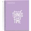 Miquelrius - Taccuino A6, Notebook Messaggi, 1 striscia di colore, 100 fogli a quadretti, Carta da 90 g/m², Senza fori, Quaderno A6 con copertina rigida, Rilegatura a spirale, Colore lavanda