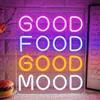 Ineonlife Good Food Good Mood - Targa Neon con lettere, per decorazioni alimentari, snack bar, ristorante, cucina, feste, negozio