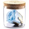 Amoroses Bijou - Rosa Stabilizzata Eterna con Calice Placcato Oro 24K in Barattolo di Vetro | Idea Regalo Bimbo Battesimo Bebè (Rosa Azzurro Cielo)
