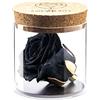 Amoroses Bijou - Rosa Stabilizzata Eterna con Calice Placcato Oro 24K in Barattolo di Vetro | Idea Regalo (Rosa Nero Notte)