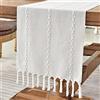 Wracra Runner Tavola Moderno, Runner Bianco da Tavolo Cotone e Lino