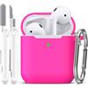 R-fun Custodia per Airpods 1a/2a generazione (2016/2019),Cover Airpods protettiva in morbido silicone con LED visibile sulla parte anteriore,con kit di pulizia,Rosa cipria
